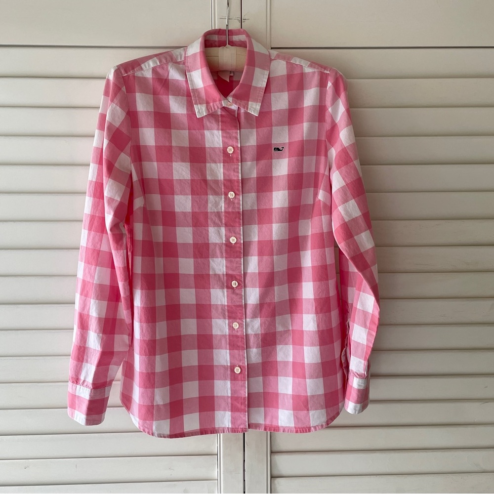 Women’s Vineyard Vines preowned button down shirt in pink plaid size 6